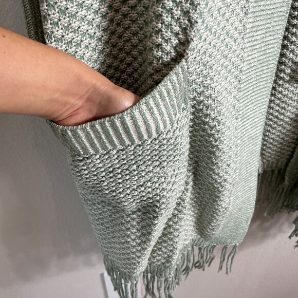 Isaac Mizrahi Live! Womens Plus 3X Open Front Cardigan Sweater Fringe Hem Green - Picture 7 of 12